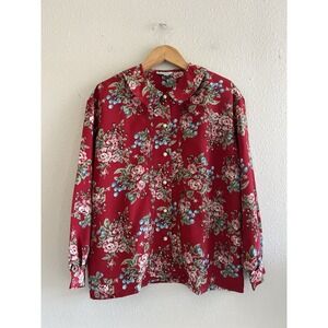 Bis Pass Vintage Pearl Button Down Floral Blouse Medium Boho Feminine Preppy